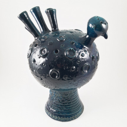 Blue bird ceramic pique fleurs vase