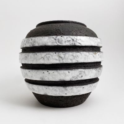 Brutalist Swiss ceramic vase by Heinrich Meister_0