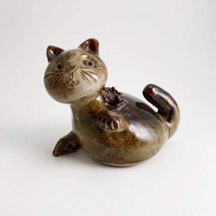 French ceramic vase pique-fleurs by Alexis Kostanda Vallauris