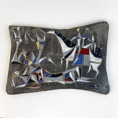 Large vintage wall ceramic plaque by Marcello Fantoni_0