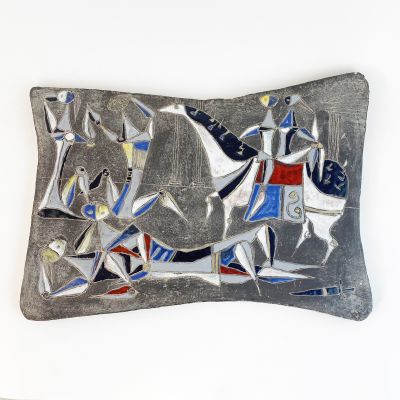 Large vintage wall ceramic plaque by Marcello Fantoni_0