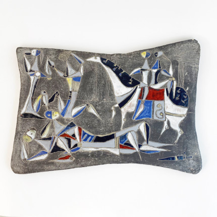 Large vintage wall ceramic plaque by Marcello Fantoni