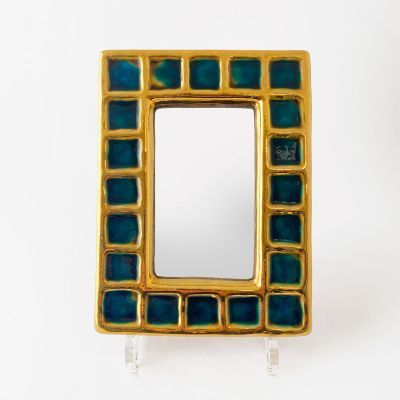 Small ceramic mirror by Francois Lembo, France_0