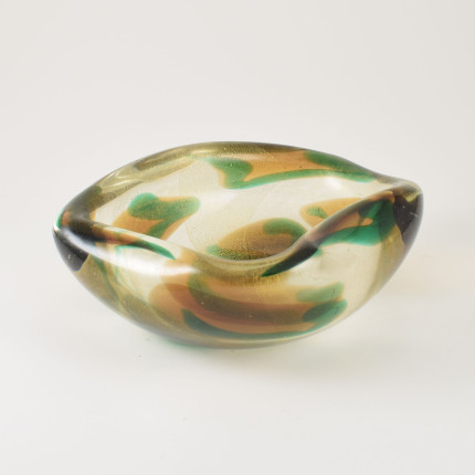 Murano bowl Archimede Seguso macchie ambre verde