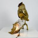 French owl brass and agate lamp by Henri Fernandez, circa 1970_1