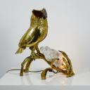 French owl brass and agate lamp by Henri Fernandez, circa 1970_8