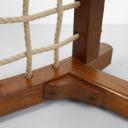 French brutalist wooden and rope stool, circa 1970_1