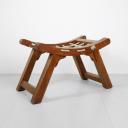 French brutalist wooden and rope stool, circa 1970_3