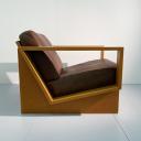 Large wood and leather brutalist easy chair_2