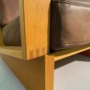 Large wood and leather brutalist easy chair_8