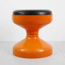 Vintage plastic orange stool Rochetto by Castiglioni for Kartell_1