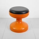 Vintage plastic orange stool Rochetto by Castiglioni for Kartell_2