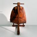 Vintage spanish brutalist shepherd wood and leather chair_7