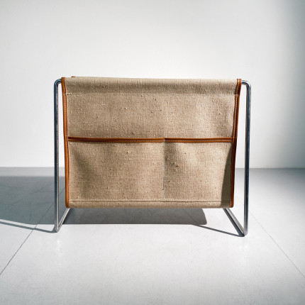 Canvas and Steel Bachelor Magazine Rack by Verner Panton for Fritz Hansen