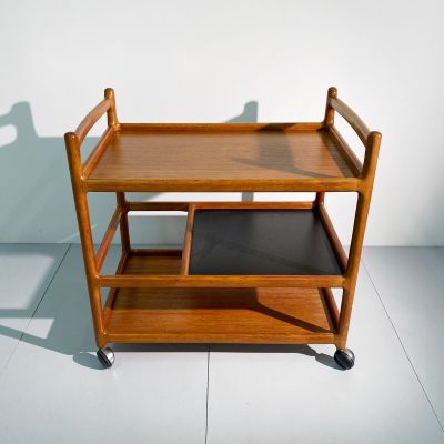 Teak tea trolley or bar cart by Johannes Andersen for Silkeborg_0