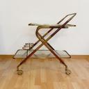 Vintage designer Cesare Lacca wooden and glass tea trolley, Italy 60s_1