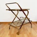 Vintage designer Cesare Lacca wooden and glass tea trolley, Italy 60s_3