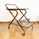 Vintage designer Cesare Lacca wooden and glass tea trolley, Italy 60s_8