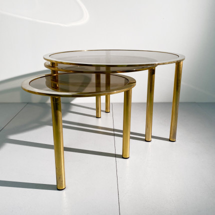 Vintage italian glass and metal table in the manner of Willy Rizzo