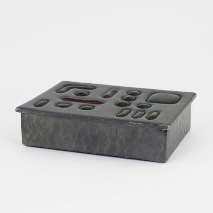 French brutalist tin and colored glass box, Jacques Avoinet, circa 60-70