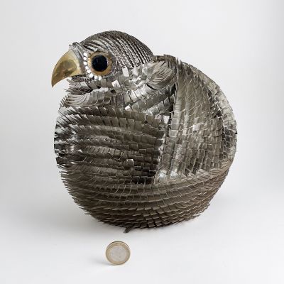 Large Alexander Blazquez Mexican modern metal brutalist bird sculpture_0