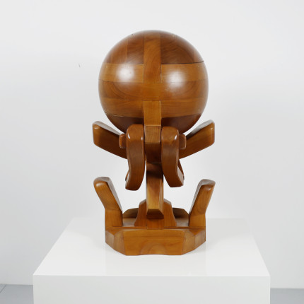Large vintage wooden sculpture by swiss artist André Condé