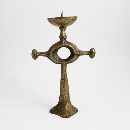 Bronze or brass brutalist design candleholder