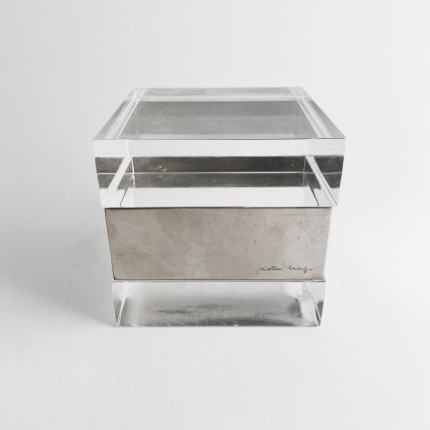 Metal and lucite box by Gabriella Crespi 70s, Italy