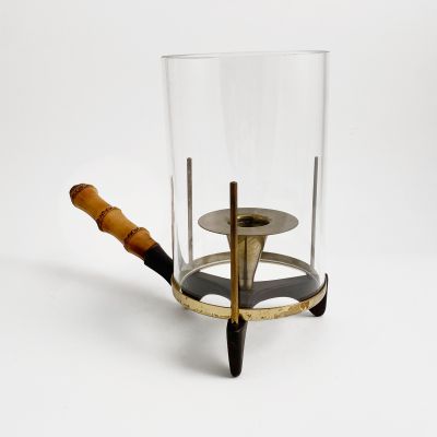 Brass and bamboo windlight candleholder by Carl Auböck, Wien_0