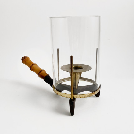 Brass and bamboo windlight candleholder by Carl Auböck, Wien