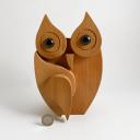 Vintage 70s wooden money box owl_1
