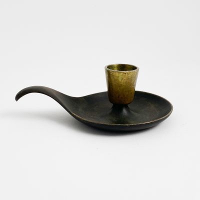 Vintage black patinated brass candleholder by Karl Hagenauer, Wien_0