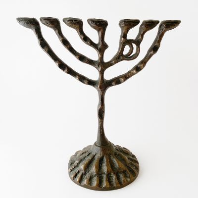 Vintage bronze brutalist candelabra_0